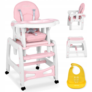 RicoKids stolička na kŕmenie 104 x 60 x 50 cm + RicoKids silikónový podbradník Odtiene žltej a zlatej 1 ks.